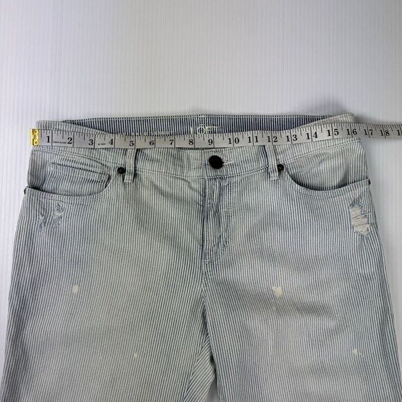 ANN TAYLOR LOFT Relaxed Skinny Bleach Distressed Pants 27/4 Blue White Stripe - Picture 9 of 12